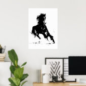 Poster Black White Pop Art Runse Horse Silhouette (Bureau à domicile)
