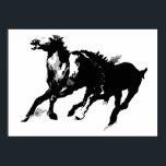Poster Black White Pop Art Runses Horses Silhouettes<br><div class="desc">Black White Pop Art Runse Horse Silhouette / Digital Animal / Cheval Art - Horse Artwork</div>