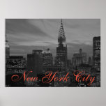 Poster Black & White Retro Pop Art New York City<br><div class="desc">New York City Midtown Image de style ancien - Vintage New York</div>