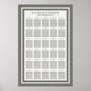Poster Black+White Seigaiha Wedding/Event Seating Chart