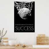 Poster Black White Success Motivational Basketball Trendy (Cuisine)