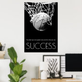 Poster Black White Success Motivational Basketball Trendy (Bureau à domicile)