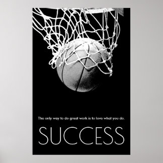 Poster Black White Success Motivational Basketball Trendy