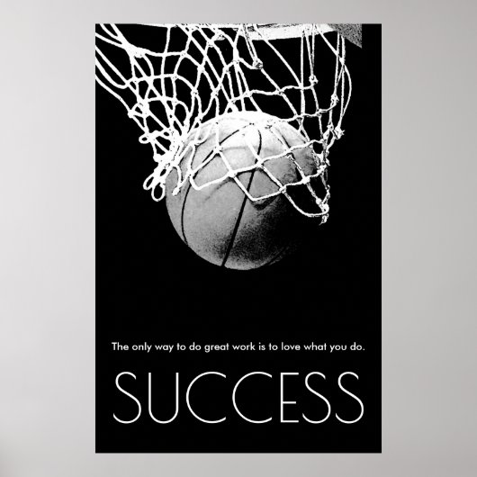 Poster Black White Success Motivational Basketball Trendy (Devant)
