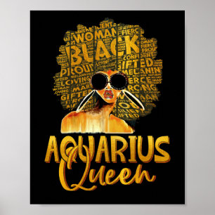 Poster Black Women Afran Hair Art AQUARIUS Queen Février