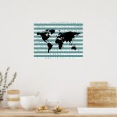 Poster black world witpes stripes (Cuisine)