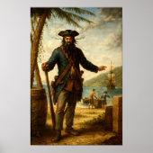 Poster Blackbeard The Pirate With Smoking Beard (Devant)
