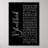 Poster Blackbird Black Script Chanson Lyric Wall Art Impr (Devant)