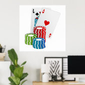 Poster Blackjack avec jetons de poker (Bureau à domicile)