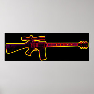 Poster Blacklight de la guitare d'assaut