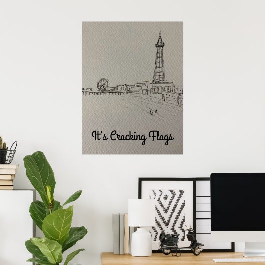 Poster Blackpool Tower C'est des drapeaux à craquer art o (Bureau à domicile)