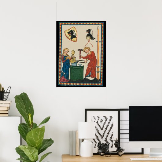 Poster Blacksmith Forge Casque Art Médiéval (Bureau à domicile)