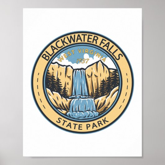 Poster Blackwater Falls State Park West Virginia Badge (Devant)