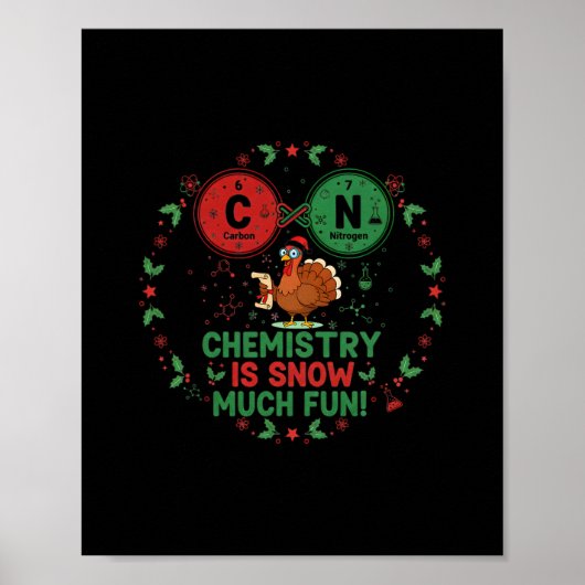 Poster Blague de chimie de Noël drôle de dindon de scienc (Devant)