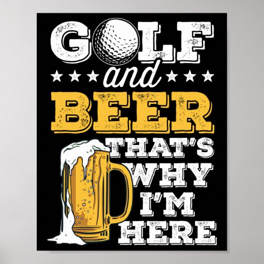 Poster Blague de golf et de bière Papa drôle Fête des Pèr (Devant)