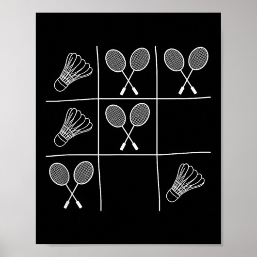 Poster Blague drôle de badminton - Morpion Tic-tac (Devant)