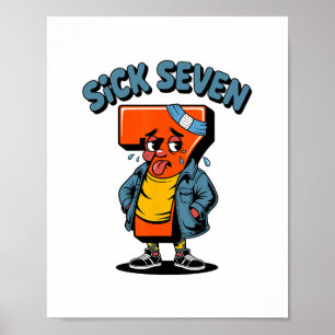 Poster Blague malade sept mème six sept jeu de mots Hallo