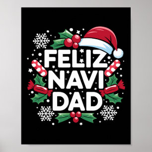 Poster Blague Papa Feliz Navi Famille Noël Père Pyjama