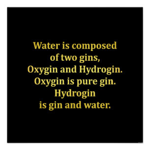 Poster Blague sur l'eau et le gin drôle