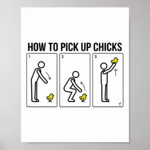 Poster Blagues de poulet drôles pour hommes Comment dragu