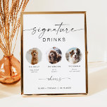 Poster BLAIR Minimalist Boho 3 Photo Pet Signature Boire<br><div class="desc">Ce panneau de boisson signature comporte deux emplacements photo, une police de script manuscrite boho et un design minimaliste moderne. Modifiez facilement la police et la couleur arrière - plan pour correspondre à votre événement. Ce panneau est parfait pour ajouter une photo de la mariée et du marié, des enfants,...</div>