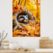 Poster Blaireau en feutre dans une forêt automnale (Cuisine)