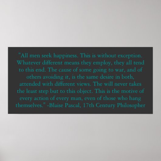 Poster Blaise Pascal on Man's Happiness (Devant)