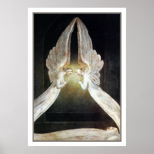 Poster Blake : Christ dans le sépulcre, protégé par les a (Devant)