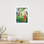 Poster blanc (18" x 24") Les fleurs rouges Bali (Cuisine)
