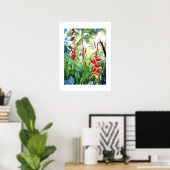 Poster blanc (18" x 24") Les fleurs rouges Bali (Bureau à domicile)