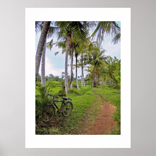 Poster blanc (18" x 24") Ubud Bike Bali (Devant)