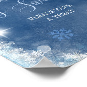 Poster Blanc Bleu hiver Flocon de neige L'amour nuptial e (Coin)