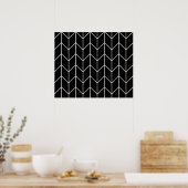 Poster Blanc Chevron noir Arrière - plan moderne chic (Cuisine)