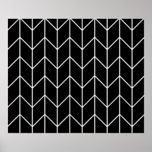Poster Blanc Chevron noir Arrière - plan moderne chic