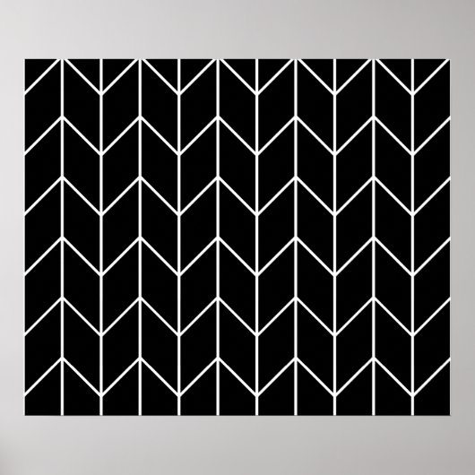 Poster Blanc Chevron noir Arrière - plan moderne chic (Devant)