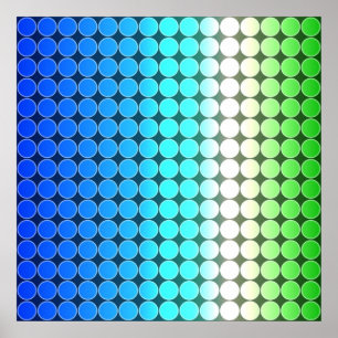 Poster Blanc de vert bleu de pois de gradient d'art op
