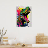 Poster blanc Dinosaur T Rex (Cuisine)