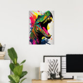 Poster blanc Dinosaur T Rex (Bureau à domicile)