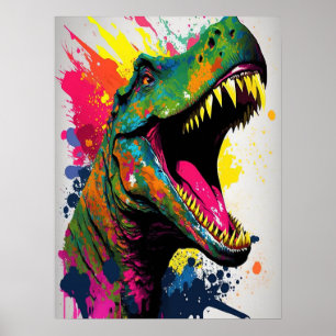 Poster blanc Dinosaur T Rex