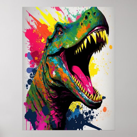 Poster blanc Dinosaur T Rex (Devant)