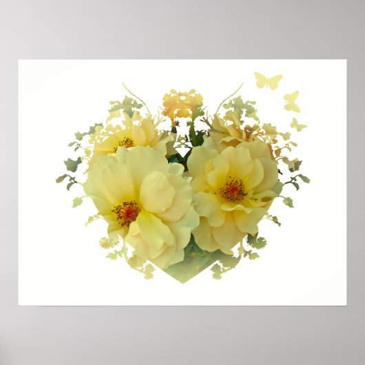 Poster blanc du Coeur des Roses Jaunes (Devant)