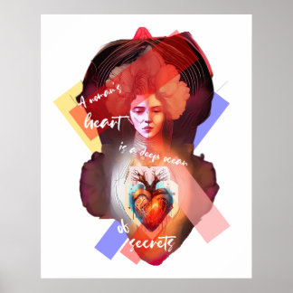 Poster blanc du Coeur d'une femme
