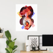 Poster blanc du Coeur d'une femme (Bureau à domicile)