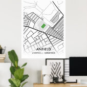 Poster blanc du stade Anfield - Accueil de Liverpo (Bureau à domicile)