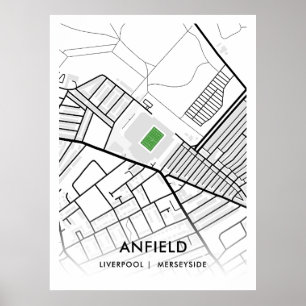 Poster blanc du stade Anfield - Accueil de Liverpo