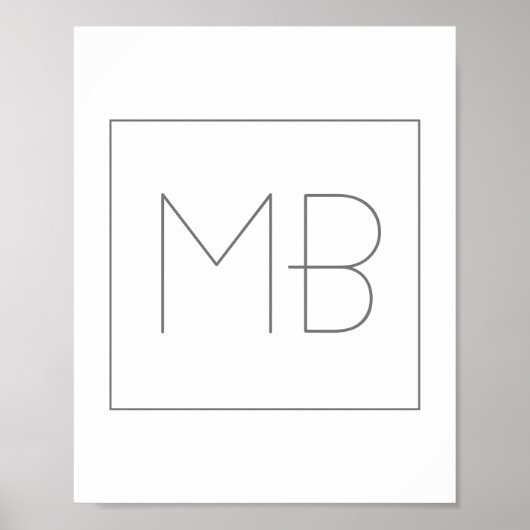 Poster Blanc Élégant Unique Monogramme (Devant)