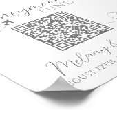 Poster Blanc et gris mignon Elégant QR Code Honeymoon Fun (Coin)