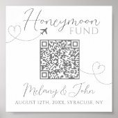 Poster Blanc et gris mignon Elégant QR Code Honeymoon Fun (Devant)