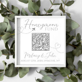 Poster Blanc et gris mignon Elégant QR Code Honeymoon Fun