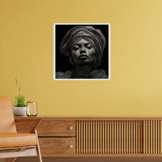 Poster Blanc et noir, femme noire portrait fier